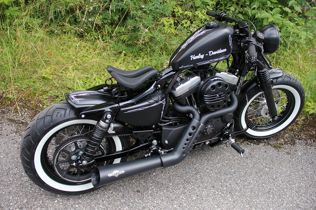 Heckfender OLD SCHOOL (passend für Harley-Davidson Modelle: Sportster ab 2004 bis aktuell, schwarz glänzend)