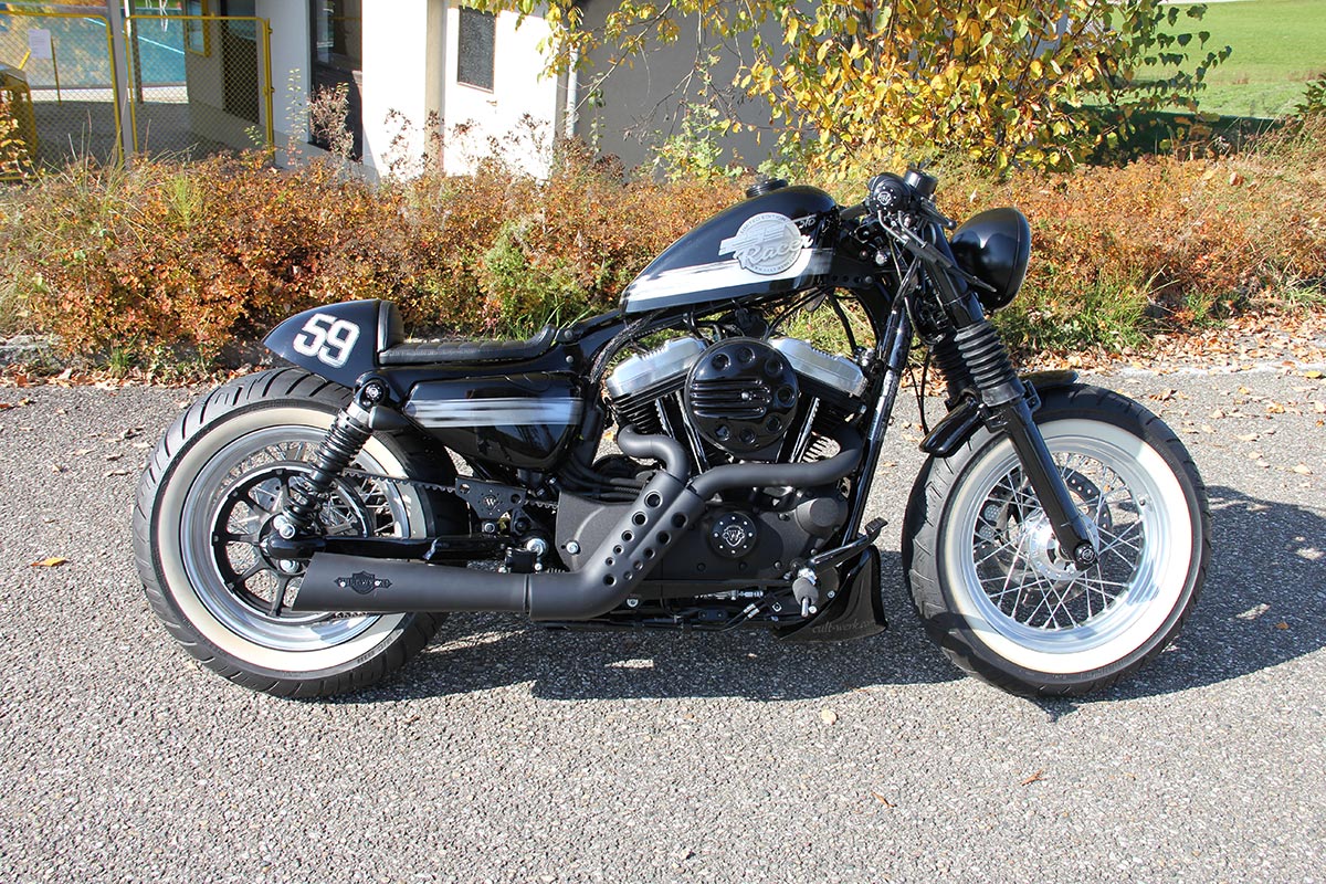 HARLEY SPORTSTER - Heckfender CAFE RACER (BJ. SPO ab 2004 bis aktuell, lackierfähig inkl. Sitz)